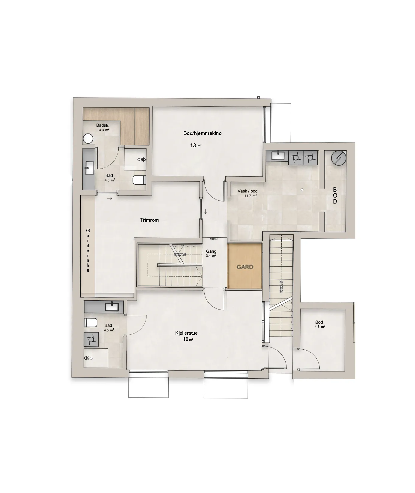Planløsning — bolig A — basement